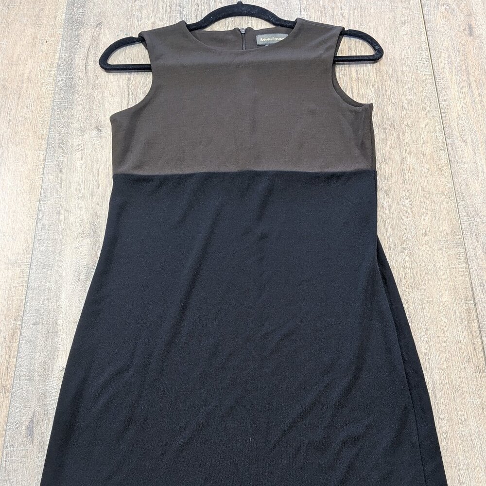Banana Republic Dress Womens 0 Brown Black Pencil Sleeveless Casual Career